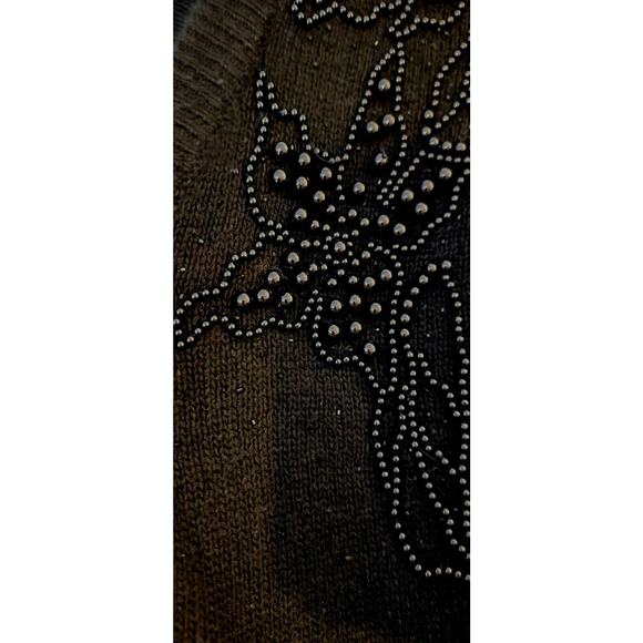 Vintage Worthington Silk Angora Nylon LambsWool Blend Sweater Black‎ Beaded Sz M - Picture 5 of 7